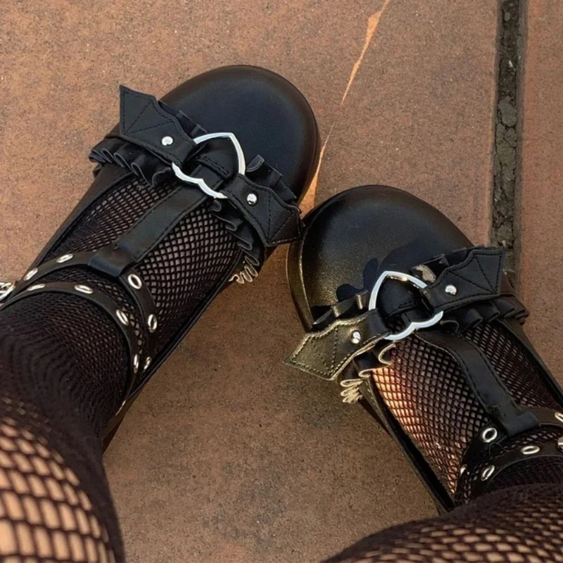 Platform Sneakers Chunky - Sepatu Mary Janes Wedges Gesper Hati