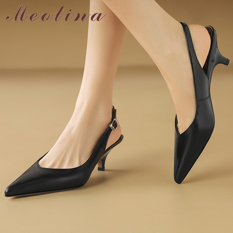 Women'S Shoes Size 40 In Us - Meotina Sepatu Slingback Kulit Asli Wanita