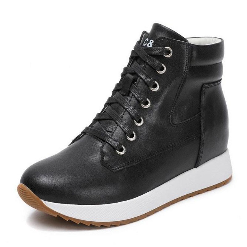 Platform Sneakers Chunky - Sepatu Bot Pergelangan Kaki Wanita Kulit
