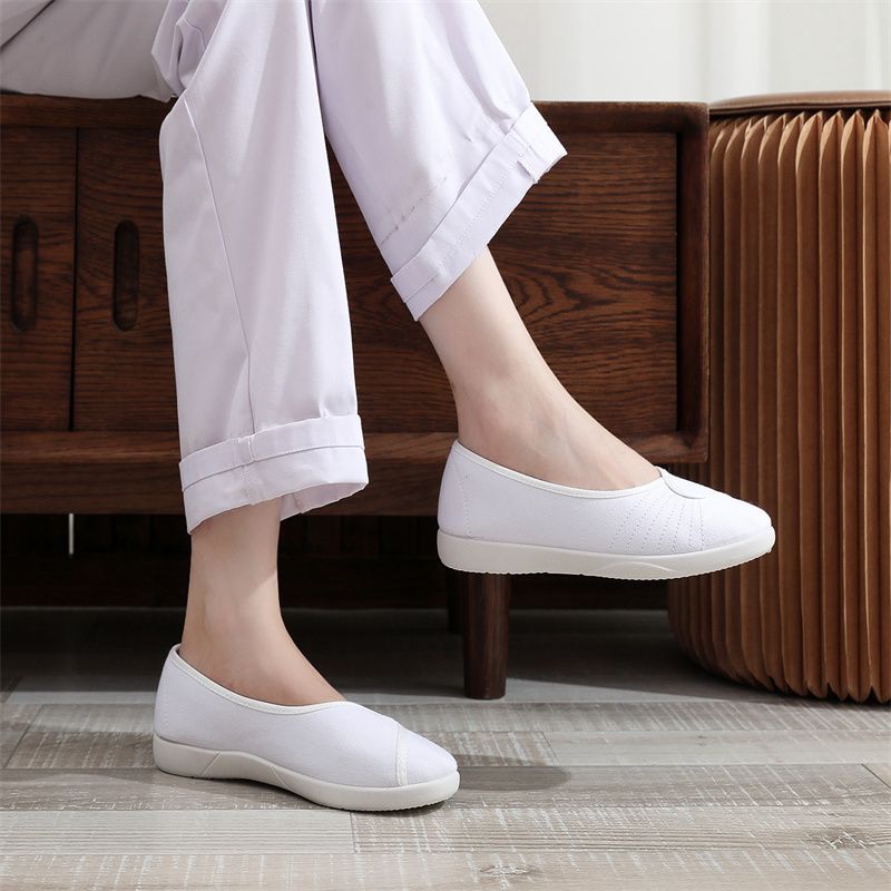 Women'S Shoes For Standing All Day - Sepatu Kerja Wanita Kain Lembut Putih