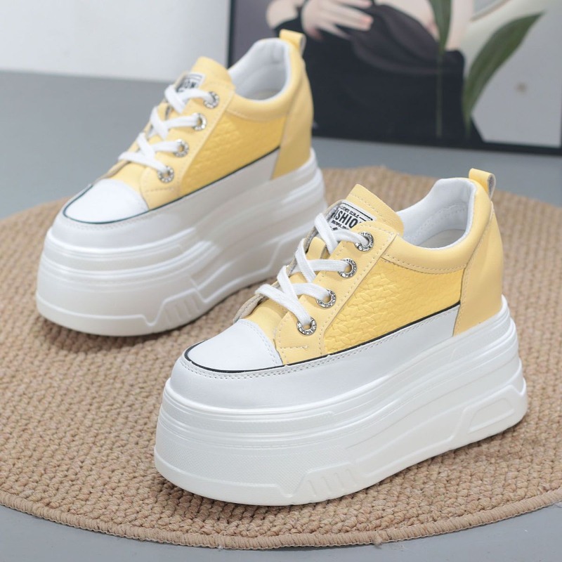 Platform Sneakers Chunky - Sepatu Sneakers Platform Wedge Kulit Asli