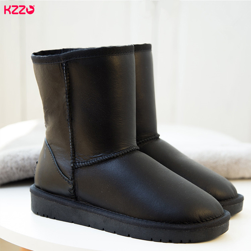 Women Shoes In Australia - KZZO Sepatu Bot Salju Datar Kulit