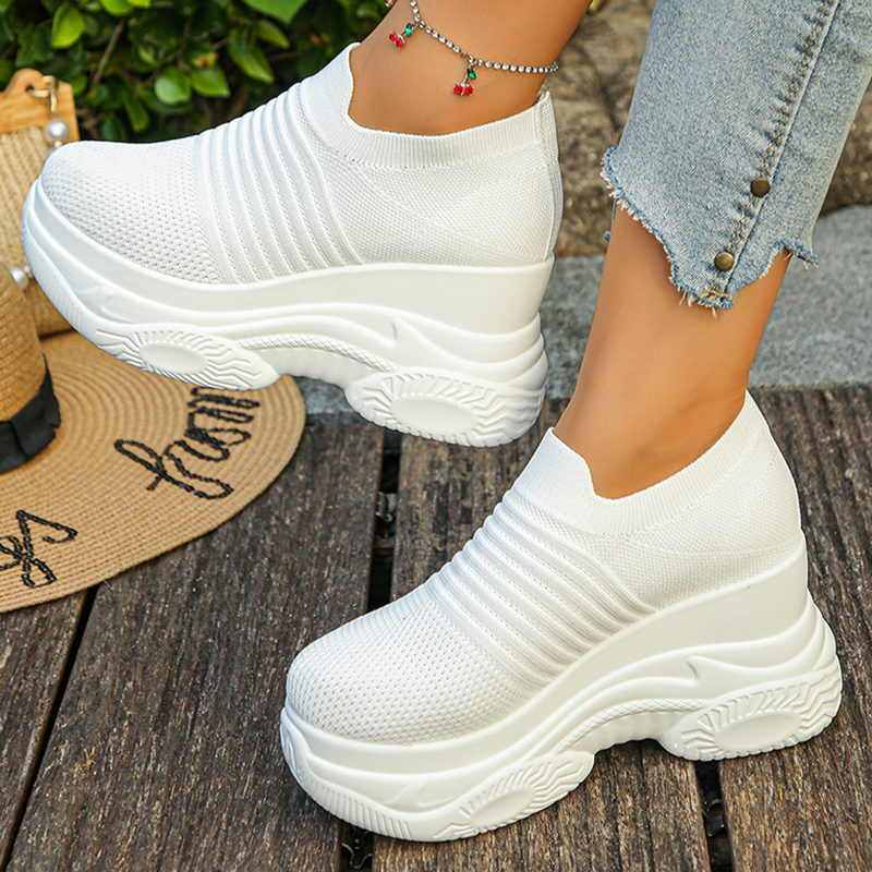 Sepatu Sneakers Rajut Wanita P - Platform Sneakers Chunky ulasan dan harga