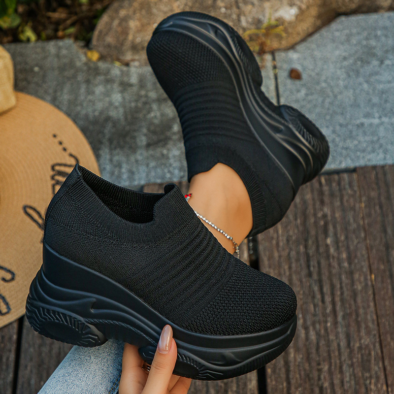 Sepatu Sneakers Rajut Wanita P - Platform Sneakers Chunky ulasan dan harga